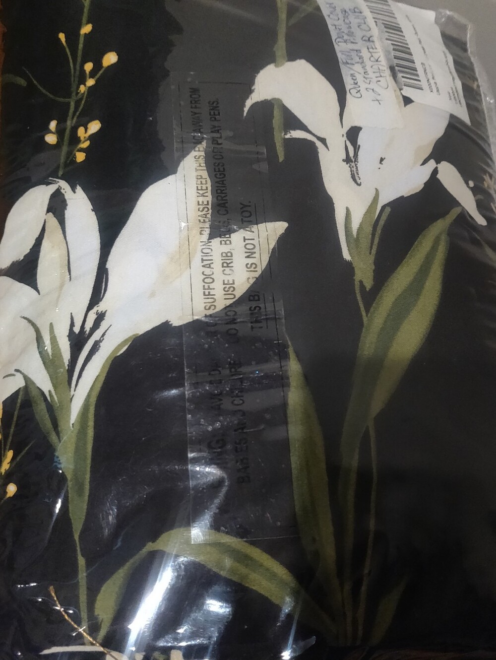 Lily Floral Charter Club Queen/ Full Duvet Cover & 2 Standard Pillow Cases EUC